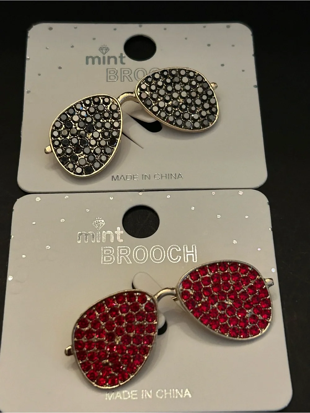 Mint Sparkling Rhinestone Sunglasses Brooche in Assorted Colors NWT